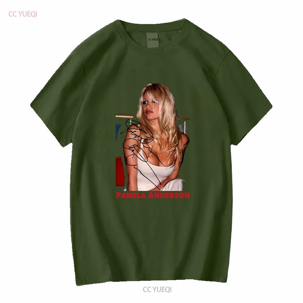 Hot Pamela Anderson Beauty Signed For Fans Unisex All Size T Shirt WS long or short sleeves vintage Washed Versatile Slightly