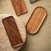 Modern Walnut Wood Rectangular Serving Tray Set