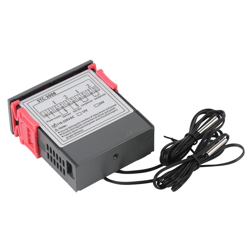 Podwójny wyświetlacz Podwójny czujnik sondy Regulator temperatury Termostat (110220VAC)