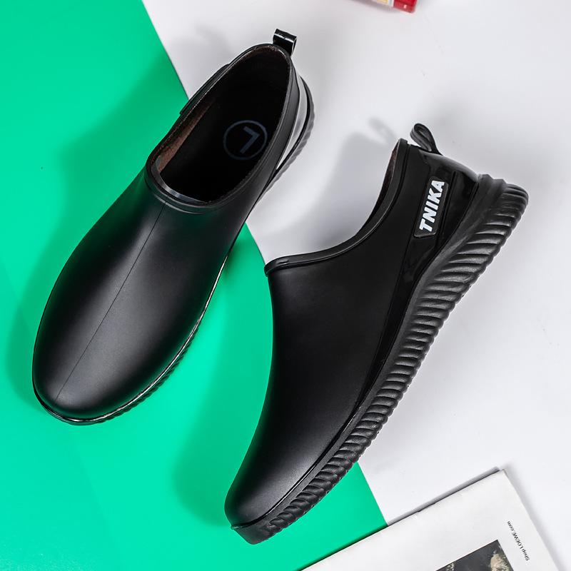 Cizme de ploaie pentru bărbați, pantofi business cu toc jos din imitație de piele, antiderapanți, impermeabili, respirabili, pantofi de apă, pantofi de lucru de modă pentru bucătari, pantofi de cauciuc pentru bărbați, pantofi de ploaie pentru bărbați