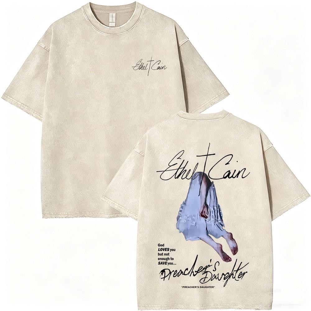 Vintage Daughters of Cain Ausgewaschenes Rundhals-T-Shirt beidseitig bedruckt