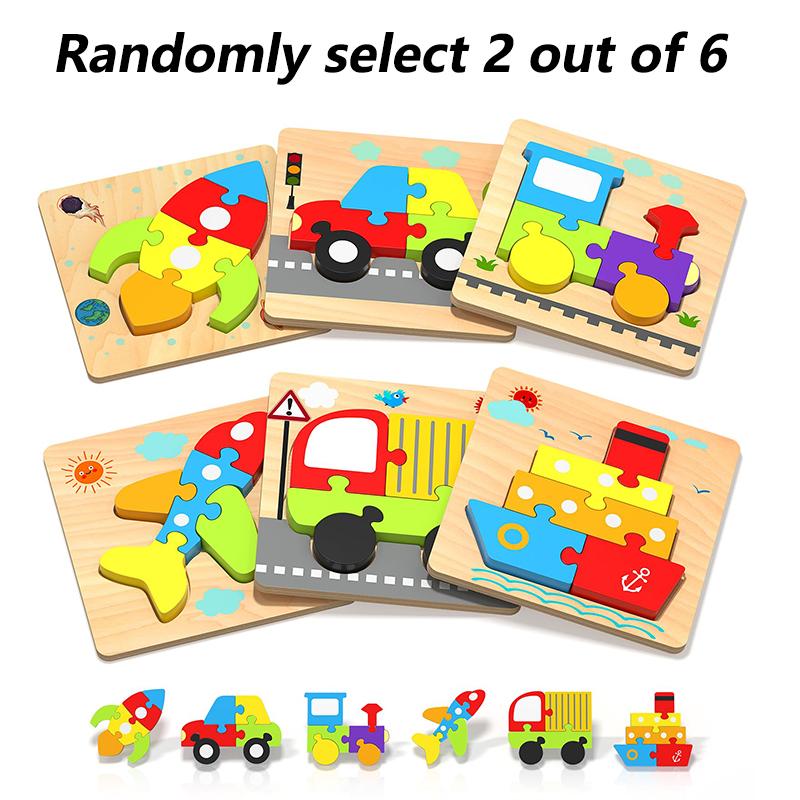 

2/4/6Pcs Vehicle Shape Puzzles Toys for Toddler Montessori Learning Educational Blocks Baby Jigsaw Puzzles Sensory Gifts Toys