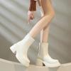 High Quality Thick Bottom Ankle Boots for Women Spring Autumn Fashion Black White Women's Shoes New High Heels Botas Para Mujer