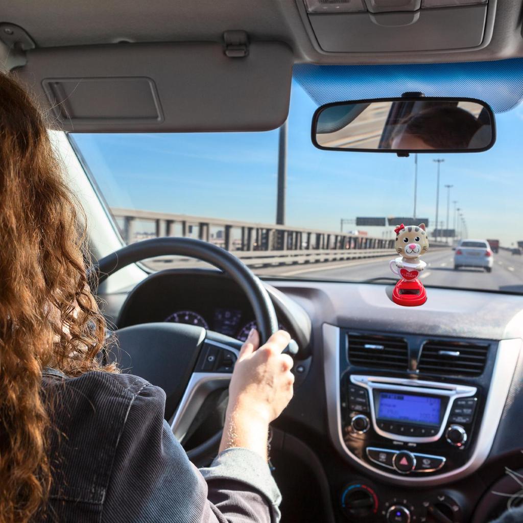 Car Solar-Powered Cute Dancing Cat Ornament Car Interior Center Console Ornament Decoration Car Roof Instrument Swing