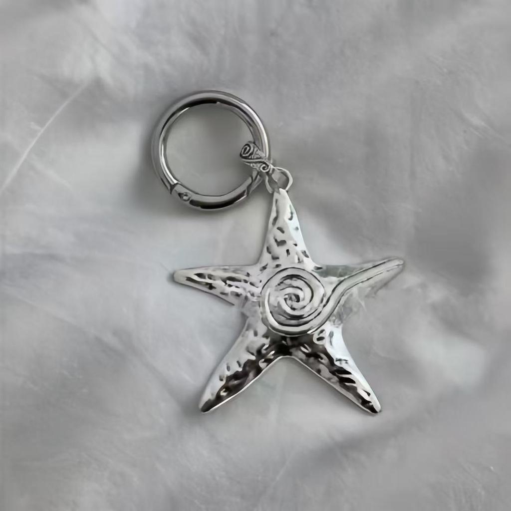 Fashionable and Simple Large Retro Five-pointed Star Starfish Keychain Backpack Pendant Necklace Pendant