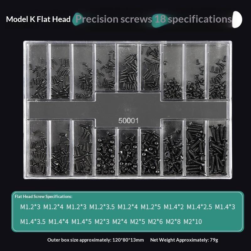 

1 Набор Коробка с винтами для часов 18 типов Набор винтов Мини винт с плоской головкой Для телефона Планшета Объектива камеры Ноутбука Аксессуары для ремонта K Flat head