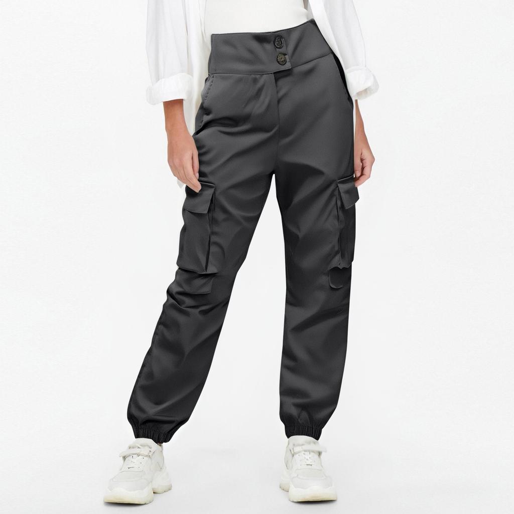 Lässige, einfarbige Cargohose mit mehreren Taschen für Damen