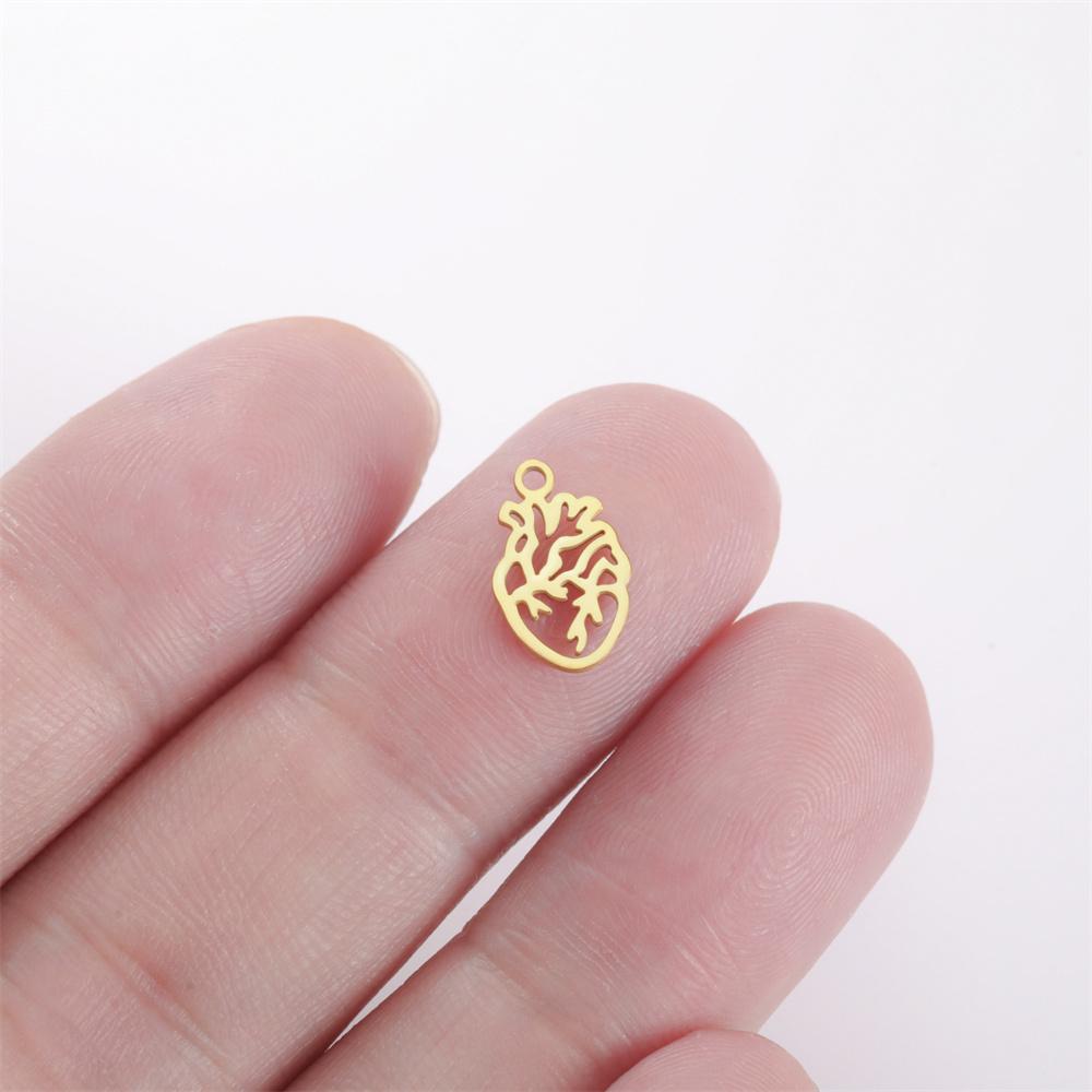 My Shape 5 Pcs Anatomical Heart Charms for DIY Necklace Bracelet Stainless Steel Human Heart Pendants for Jewelry Making Gifts