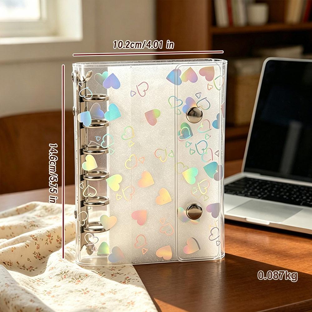 Laser Heart Patterns Binder Cover A5/A6/A7/M5 Planner Cover Loose-Leaf Notebook Shell Students A7