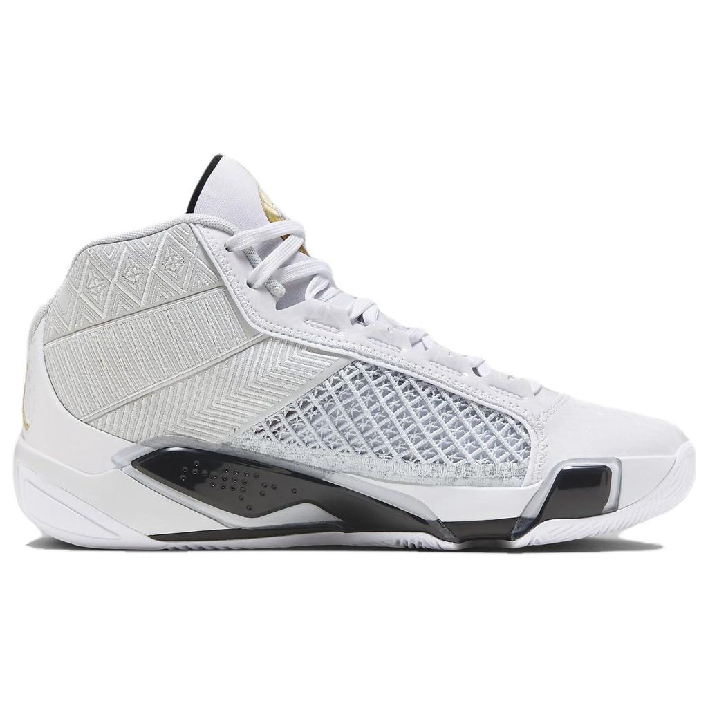 Air Jordan 38 PF FIBA Men Sneakers White Pure-Platinum Metallic-Gold FN7482-100