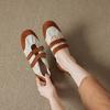 Cowhide Version~ French Retro Style Color Matching Light Mouth Mary Jane Shoes 2025 New Round Head Commuter Flat Shoes