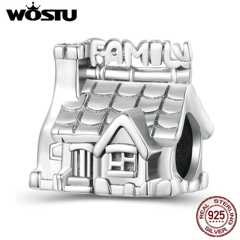 

WOSTU Стерлингового Серебра 925 Изысканный Теплый Семейный Дом Подвески Бусины Подходит Оригинальный Браслет DIY Ювелирные Изделия 925 silver