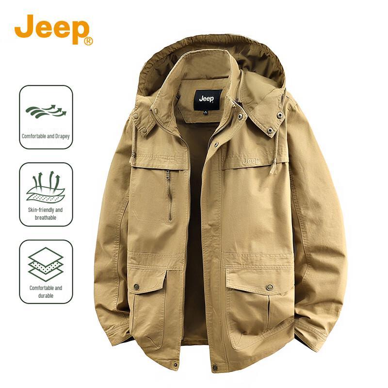 JEEP Men's American Retro Hooded Workwear Jacket