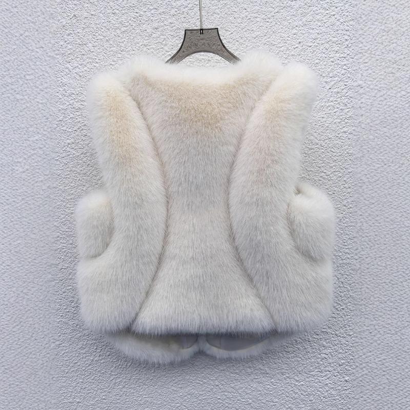 New Christmas Women's Dress Versatile Imitation Fox Fur Vest Vest Small Coat Fluffy Vest