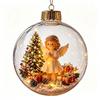 Transparent Christmas Ball Ornament 2D Flat Pattern Lightweight 3D Acrylic Pendant Compact Shatterproof Clear Sphere Bauble