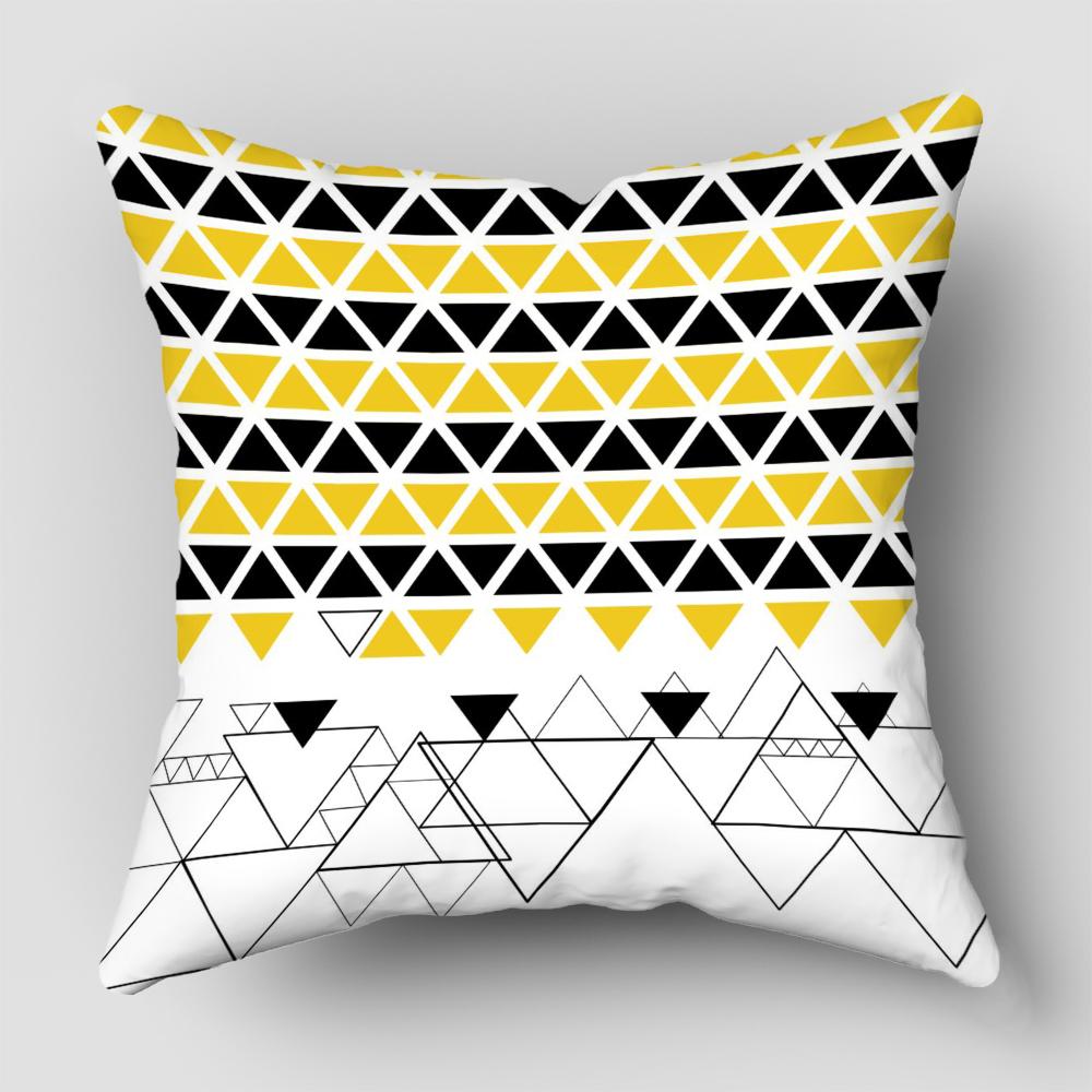 Nordic Yellow Black Abstract Geometric Line Printing Pattern Cushion Cover Home Living Room Sofa Decorative