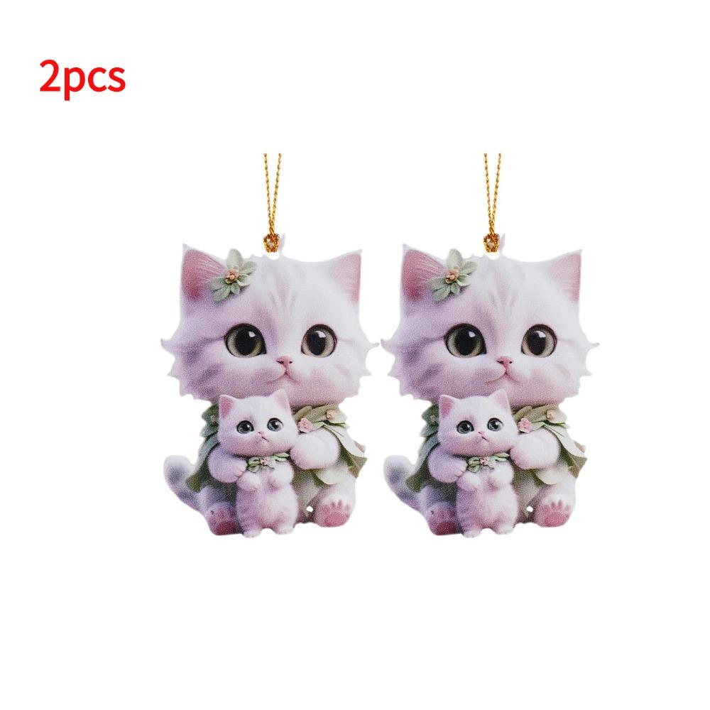 2D Acrylic Car Pendant Car Ornament Accessories Cute Cats Realistic Animal Rearview Mirror Hanging Pendant