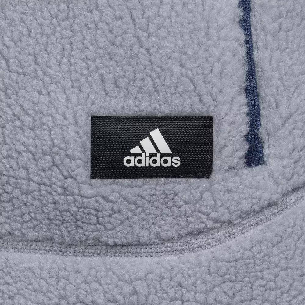 Adidas Logo Print Half-Zip Hooded Long Sleeve Jacket Men Outerwear Blue HR8427