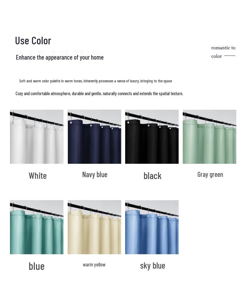 European and American Diamond Waffle Waterproof Mildew-Proof Shower Curtain for Bathroom or Toilet Door