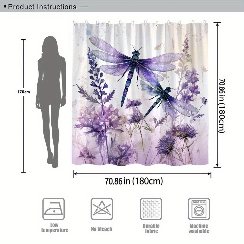 Practical Dragonfly and Lavender Fields Shower Curtain - Multi-Style Bath Decor, Perfect for Those Who Love Nature