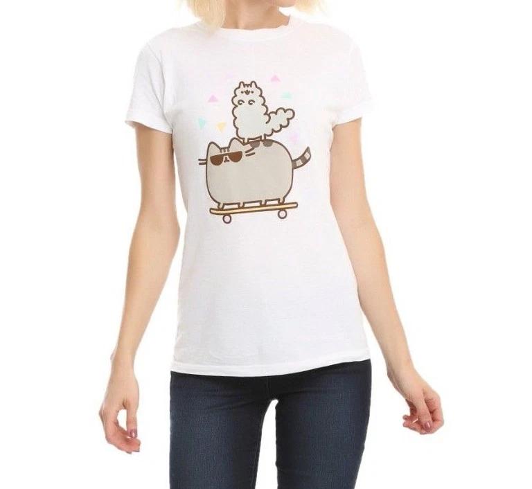 

Pusheen The Cat PUSHEEN & STORMY SKATEBOARD Girls 100% Cotton T-shirt Mens Tees Top NWT Licensed L
