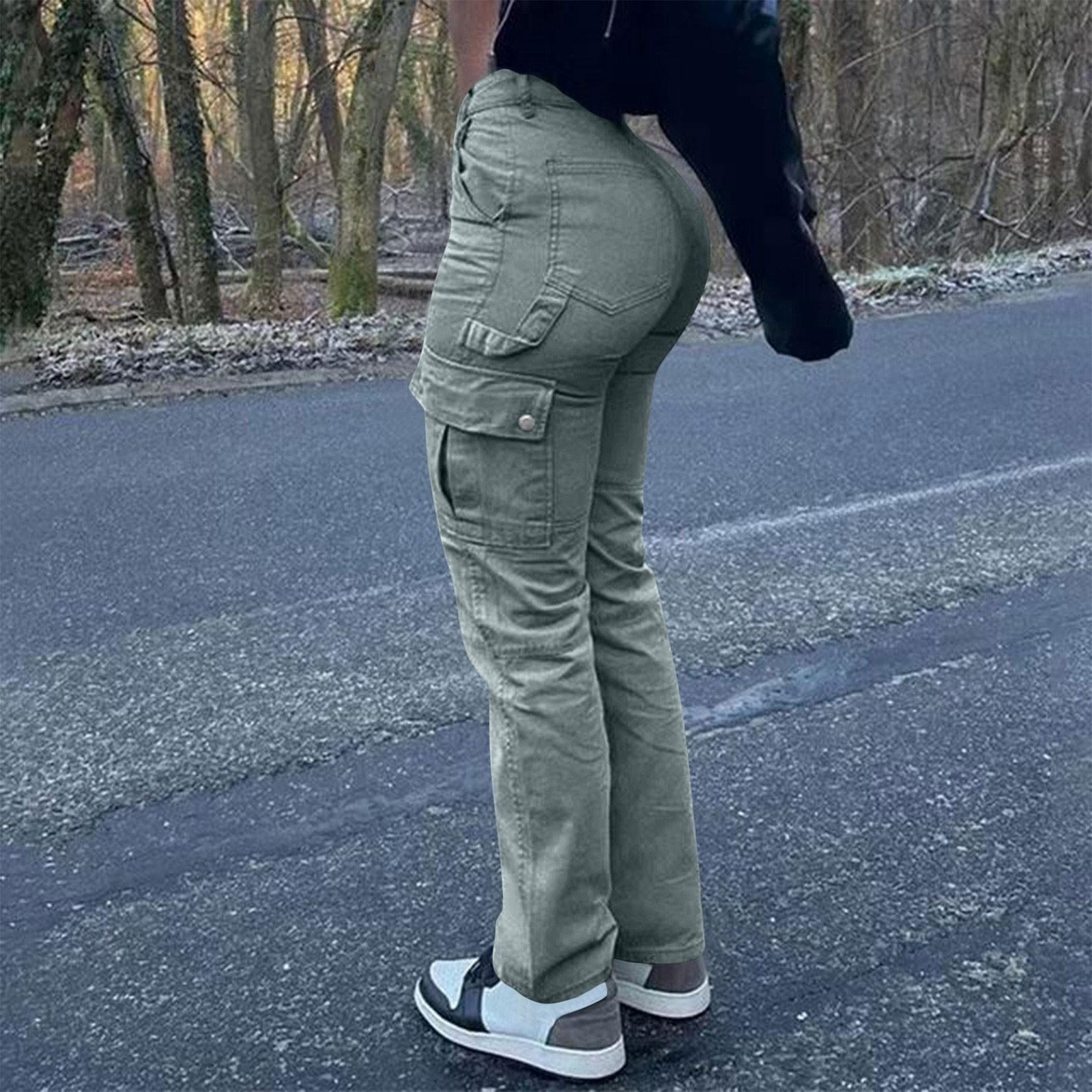 

Женские модные однотонные брюки-лифчики с высокой талией и несколькими карманами, рабочая одежда, джинсы S