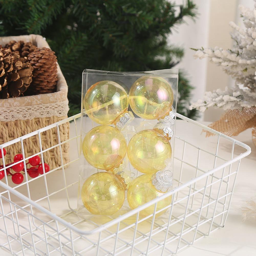 6PCS Plastic Laser Christmas Balls Pendant Small Merry Christmas Decoration Christmas Balls Set Holiday Decoration