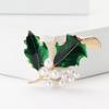 Simple And Exquisite Alloy Pearl Leaf Brooch Fashionable Versatile Women'S Suit Cardigan Corsage Jewelry Pin