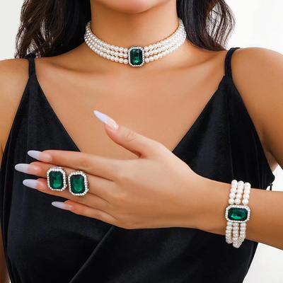 Europäisch-Amerikanische Vintage Perlen- & Türkis-Perlen Ethno Choker-Halskette