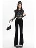 2025 Women's High Waist Black Flared Jeans: Elastic Slim Fit for Spring & Autumn