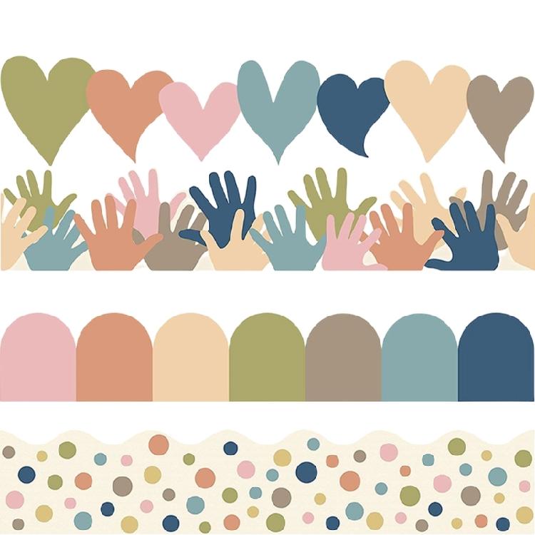 

80Pcs Bulletin Board Borders Trim for Classroom Decoration, Heart Colorful Dot Border Trim for Classroom Notice Board 1