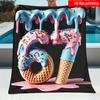 2D Flat Printing 1pc Melting Ice Cream Donut Printed Fleece Blanket Single-Sided Printing Suitable for Sofa Bed Office And Travel