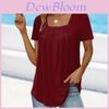 T-shirt Carré Plissé Style Fille d'Été en Mélange de Coton pour Tenue Décontractée