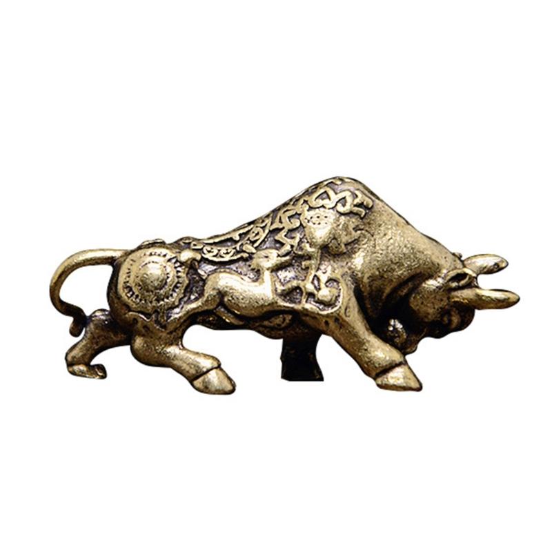 

Brass Animal Figurine Metal Bullfighting Statue Miniature for Nostalgics Home Decors Car Key Chain Pendant Ornament 1