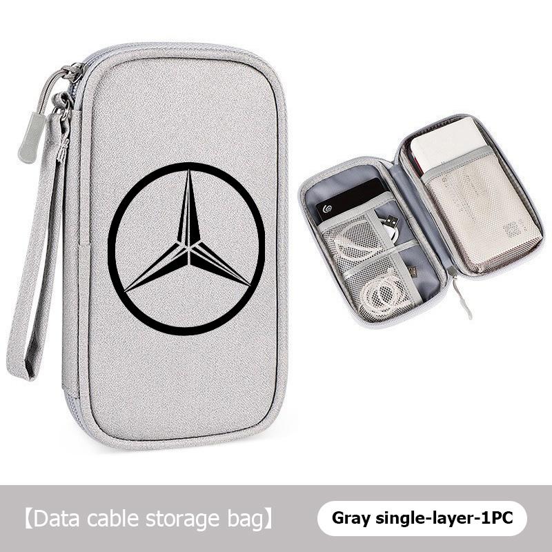 

For Benz Portable Digital Storage Bag Organizer Phone Charging Data Cable Storage Bag Exclusive AMG W124 W203 W204 SPRINTER V