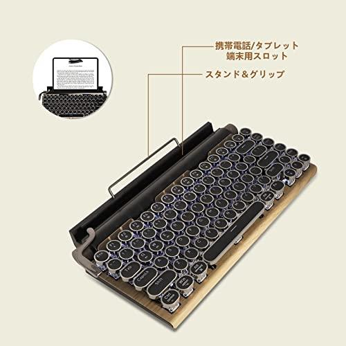 Retro-Schreibmaschinen-Stil Mechanische Tastatur mit LED-Hintergrundbeleuchtung, 83 Tasten, Anti-Ghosting, Bluetooth 5.0, Blaue Schalter, Wasserdicht und Staubdicht, Kompat