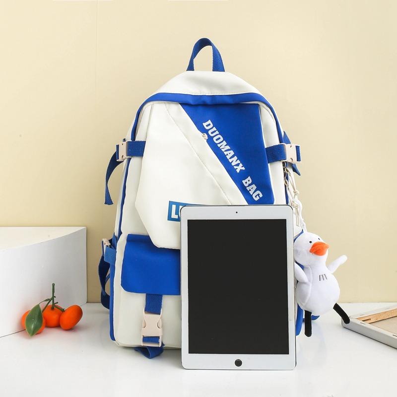 School Bag Women's High-value Simple Backpack Large-capacity Contrasting Color Trendy Brand Universal Backpack for Junior High School Students