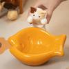 Large Caliber Ceramic Cat Bowl Cartoon Cervical Protection Bowl  Water Drinking