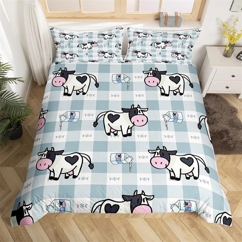 Comforter Queen 3 Pieces Ultra Soft Cow Printed Comforter Set With Zipper Closure And Black White Pink