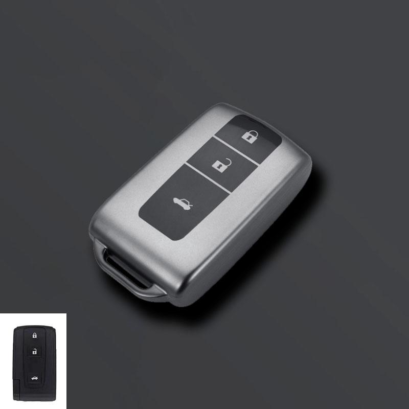 Grey TPU Keyless Fob Cover Case Protect Skin For Toyota Prius 20 Gen 2004 2009 Corolla Verso Camry Remote Holder Keychain