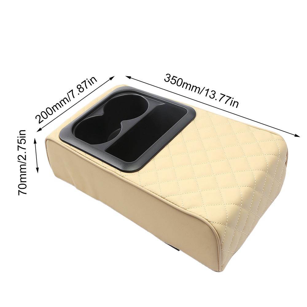 

Подлокотник с подставкой для центральной консоли автомобиля, подлокотник с двумя подстаканниками, переносная подушка для подлокотника, чехол для увеличения высоты, более широкий слот для хранения бежевый