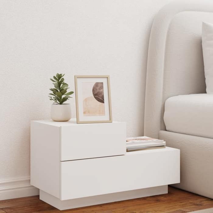 VidaXL Table de Chevet avec Lumières LED, Armoire de Nuit avec Rangement, Table de Nuit, Armoire de Chevet Chambre, Moderne, 836777