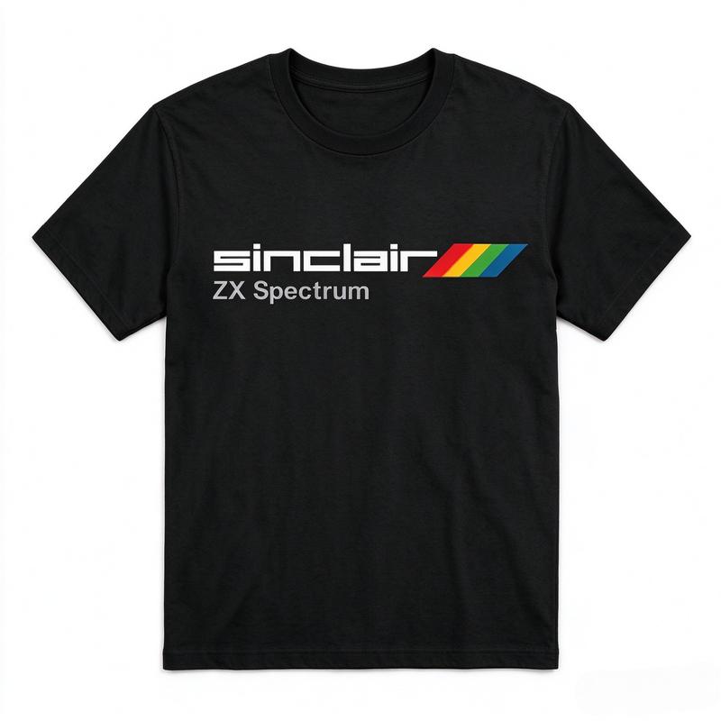 Koszulka Vintage Komputer Zx Spectrum Retro Sinclair Nadruk Paskowany Tęczowy Krótki Rękaw Casualowa Koszulka Dla Unisex Geeka Gier Prezent Y2k Top