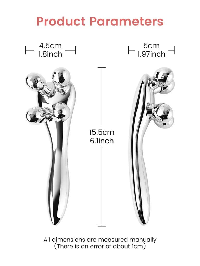 1 Pcs 4D Roller Face-lift Wrinkle Silver Y Shape Roller Facial Eye Neck Muscle Relaxation Slimming Massager Relaxation Tools