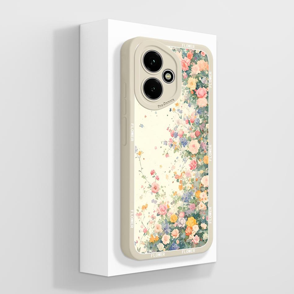 For Honor 400 Lite Case For Honor 400 Pro 5G Painted Flower Back Cover Full Protection Soft Funda Liquid Silicone Phone Housing