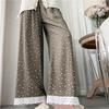 Lace Pants, Butterfly Knot Cotton Silk Printed Wide Leg Pants, Women's Spring And Summer Elastic Waist High Waist Pants, Cartoon Cute Cool Pants