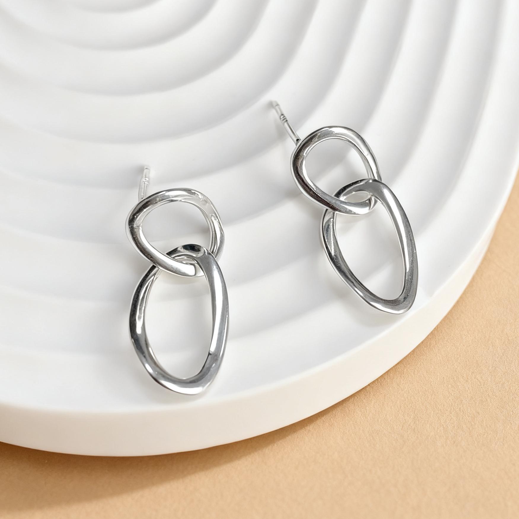 Nimeiya S925 Sterling Silver Trendy Earrings - European & American Cool Style 2026 925 Sterling Silver