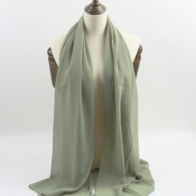Fashion Pearl Chiffon Hijab Shawls Of Muslim Women Solid Color Head Wraps Scarf For Ladies