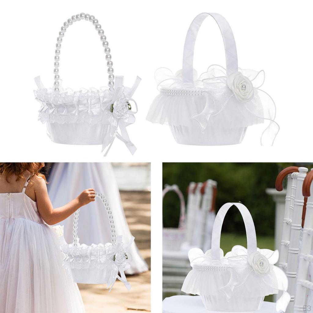 Elegant Satin Flower Basket for Wedding Ceremony