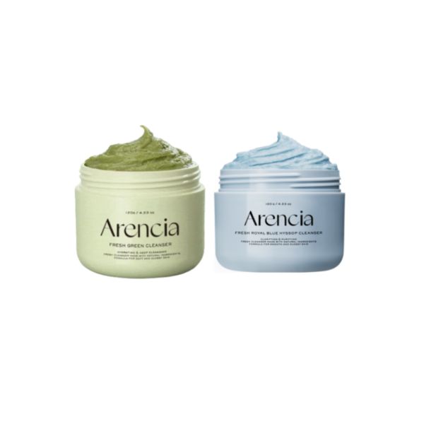 Arencia Fresh Mochi Cleanser 120g Duo Set (Green Rice + Blue Hyssop)